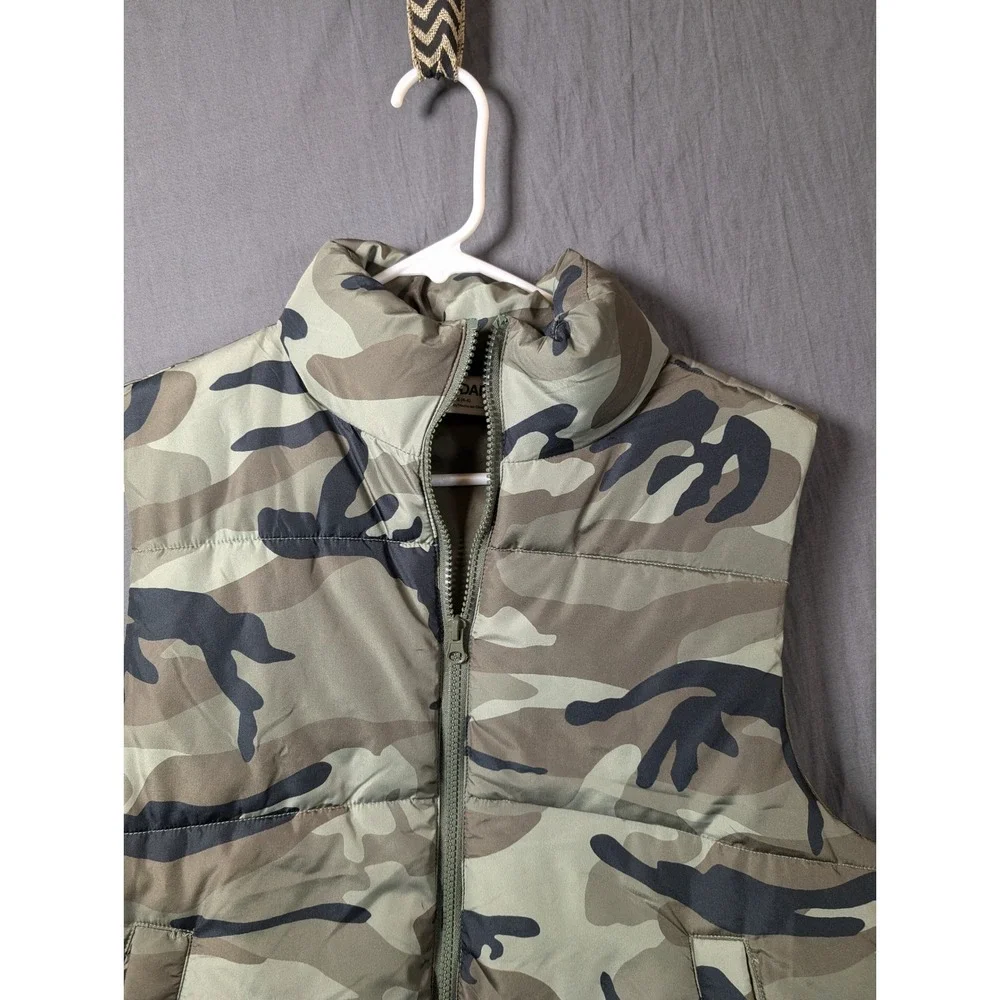 Kids No Boundaries Size S 4-6‎ Camouflage Puffer Vest Green Black Quilted Zip Up